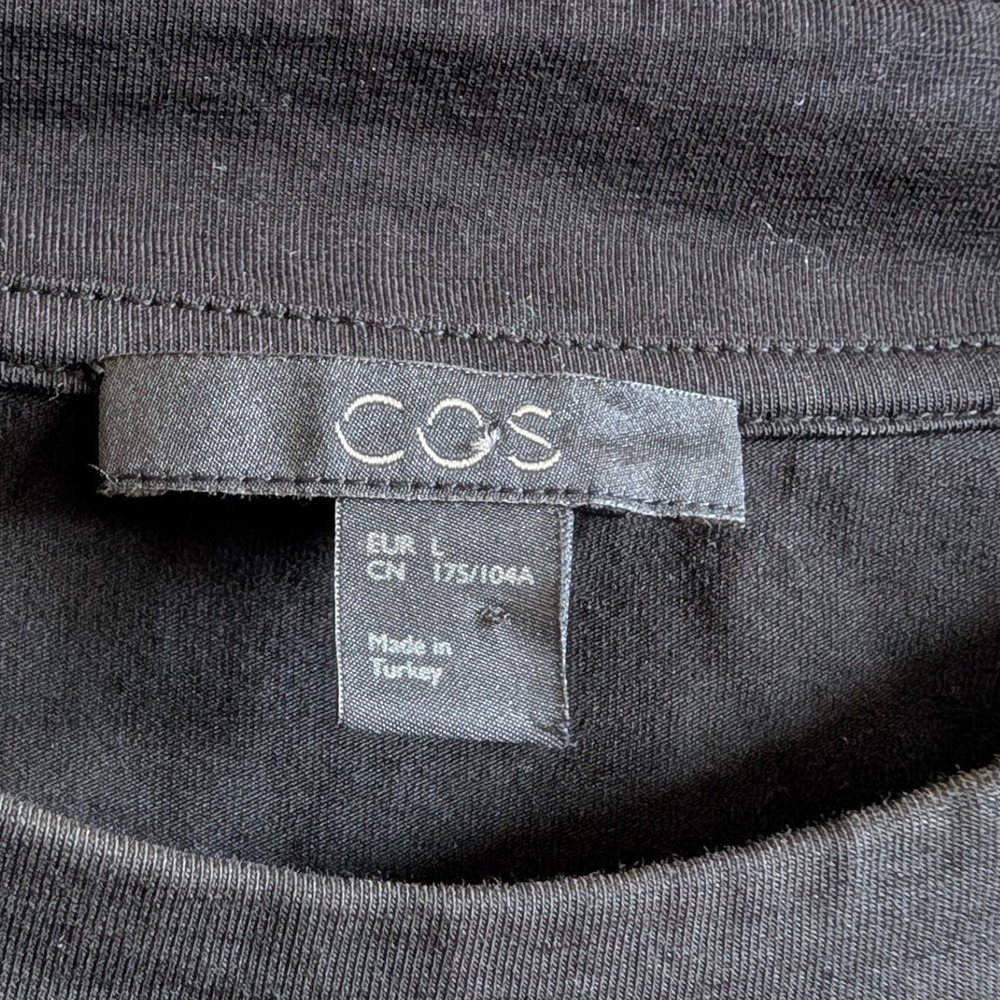 COS Black Mixed Media Sleeveless Midi Dress Cotton Jersey Poplin L 0732964 9 - Picture 5 of 7